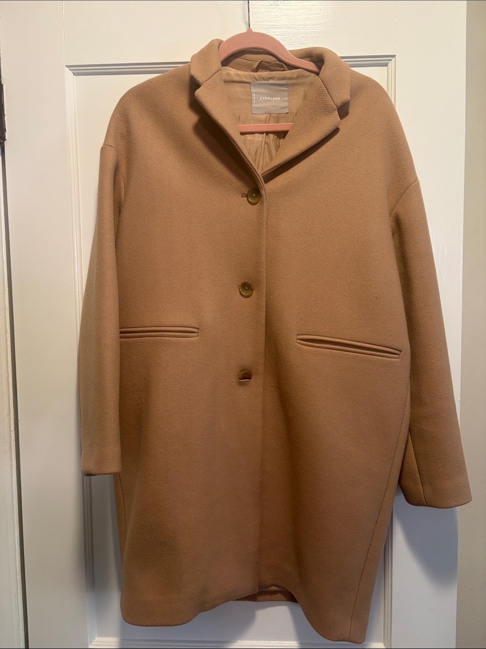 Everlane Camel Cocoon Wool Coat View 2